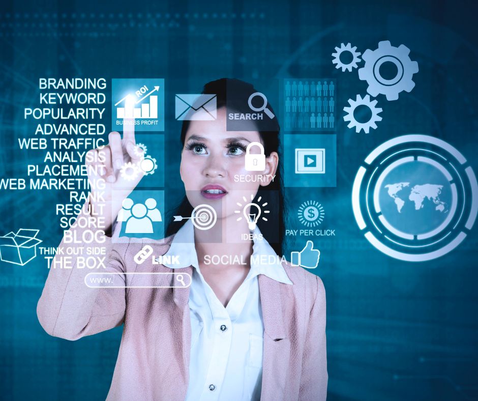 Woman looking at Search Engine Optimisation Strategy